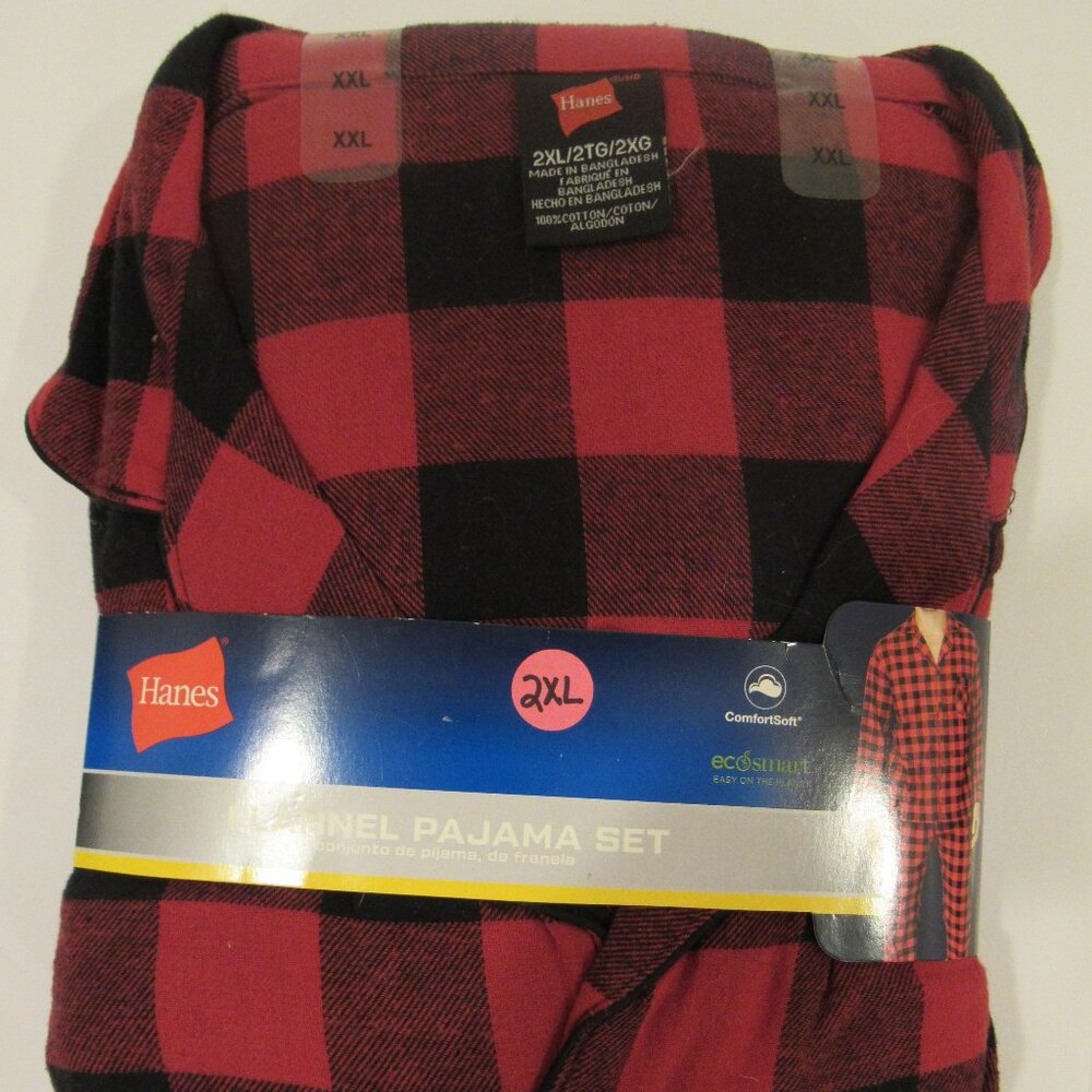 NEW MEN'S HANES BRAND 2-PIECE WINTER FLANNEL PAJAMA SET SIZE 2XL